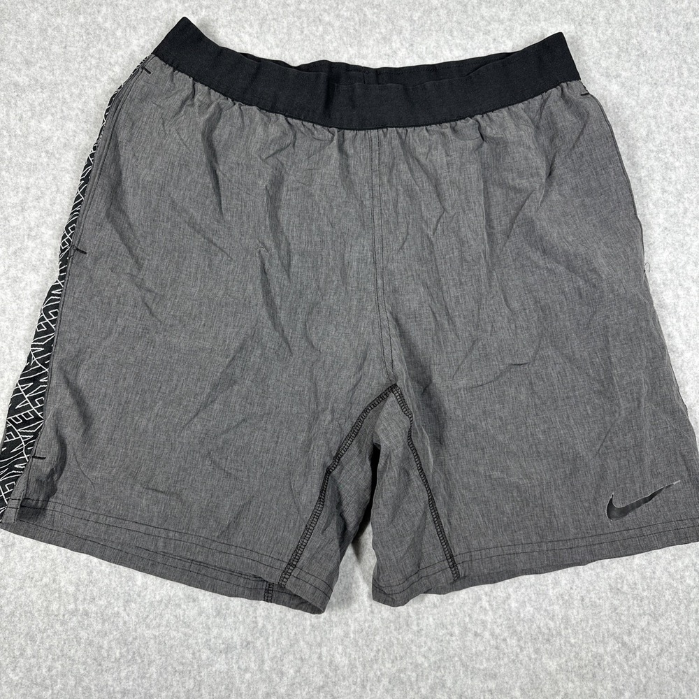 Nike Adult Medium 7" Inseam Side Logo Tape Zip Back Pocket Track Volley Shorts